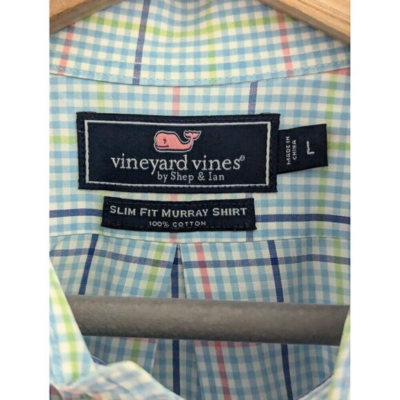 Vineyard Vines Slim Fit Murray Shirt Blue Plaid Size L - Picture 6 of 8
